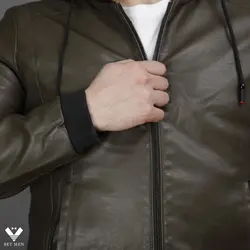 کاپشن چرم FLSZ کلاه دار ckch100