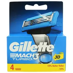 یدک تیغ Gillette Mach3 (ژیلت مچ تری) توربو ۴ تاییGillette Mach3 Razor Blades Refill Turbo x4