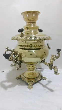 سماور عدسی لبه ریخته دسته روسی