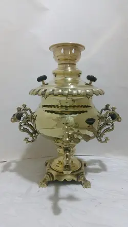 سماور عدسی لبه ریخته دسته روسی