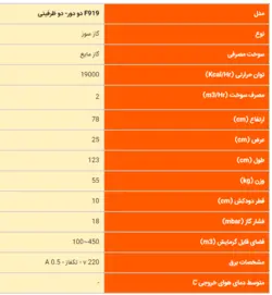 هیتر گازی فایر تیوب مدل f919 دوظرفیتی 2دورFire tube gas heater model F919