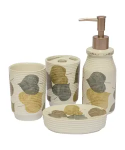 ست سرویس بهداشتی 4 پارچه طرح برگ سانیتری