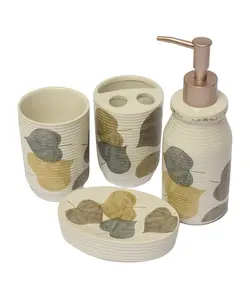 ست سرویس بهداشتی 4 پارچه طرح برگ سانیتری