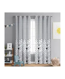 پرده پانچی طرح خرس قطبی راه راه 260*150 روزان