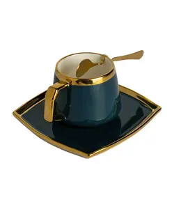 فنجان و نعلبکی سرامیکی همراه با قاشق
