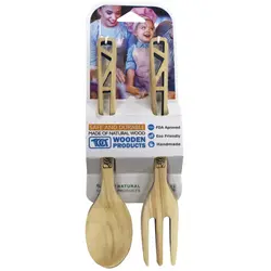 قاشق چنگال غذا خوری چوبی مشبک