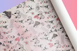 کاغذ کادو گلاسه براق طرح ایفل و قلب – تعداد بالا عمده فروشی آنلاین کاغذ کادو با قیمت عمده