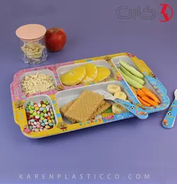 بشقاب غذای کودک 5 خانه کارن ظرف غذای کودک ملامین مناسب مهدکودک