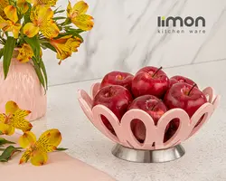 سبد میوه پایه استیل کوچک لیمون