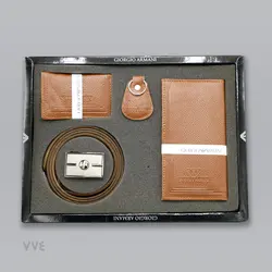 ست کیف و کمربند مردانه (عسلی)