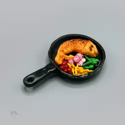 مگنت یخچال طرح ماهیتابه و ماهی