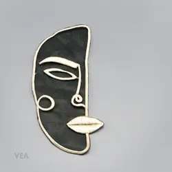 تکه دوزی حریر نیم رخ - کرم