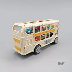 اسباب بازی اتوبوس دو طبقه چرخ دنده‌ای موزیکال رنگ کرم