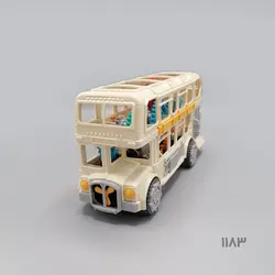 اسباب بازی اتوبوس دو طبقه چرخ دنده‌ای موزیکال رنگ کرم