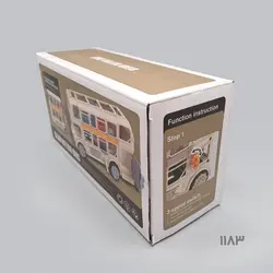 اسباب بازی اتوبوس دو طبقه چرخ دنده‌ای موزیکال رنگ کرم