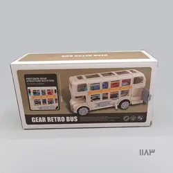 اسباب بازی اتوبوس دو طبقه چرخ دنده‌ای موزیکال رنگ کرم