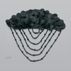 تکه دوزی سردوشی گلدار مشکی
