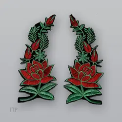 تکه دوزی گل رز سنتی قرمز سبز
