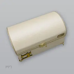 جعبه لوازم خیاطی گنبدی مانند چرمی شیری