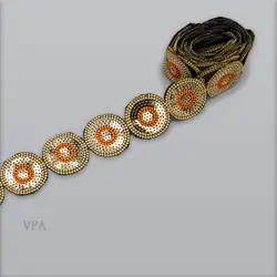 نوار تزیینی پولک دار دایره کرم نارنجی