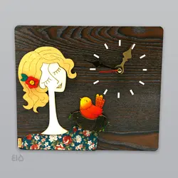 ساعت چوبی ماه پونه طرح 2