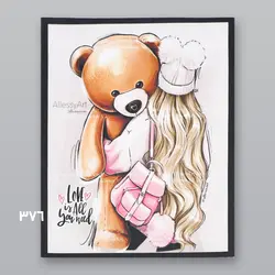 تکه دوزی دوختنی فانتزی Love is all you need (دختر و Tedde Bear)