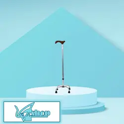 عصا چهار پایه فلزی مشکی ماسه ای دسته چوبی مدل TESSY Cane T30