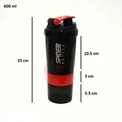 شیکر بدنسازی سه تیکه اسپایدر SPIDER ظرفیت 0.6 لیتر (اصل)