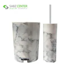 ست سطل زباله و فرچه لیمون مدل ماربل