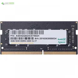رم لپ تاپ DDR4 تک کاناله 2400 مگاهرتز اپیسر 4GBApacer DDR4 2400MHz Single Channel Laptop RAM 4GB