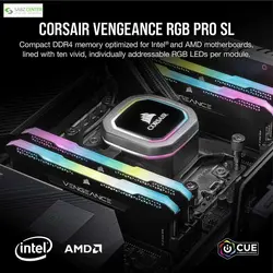 رم دسکتاپ DDR4 کورسیر Vengeance RGB Pro SL 64GBCorsair Vengeance RGB Pro SL DDR4 3600MHz CL18 Quad Channel Desktop RAM - 64GB