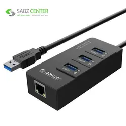 هاب 3 پورت USB 3.0 اوریکو مدل HR01-U3 همراه با پورت RJ45 Orico HR01-U3 3-Port USB 3.0 Hub with RJ45 Port