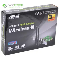 کارت شبکه PCI Express بی‌سیم N300 ایسوس مدل PCE-N15 Asus PCE-N15 Wireless N300 PCI Express Network Adapter