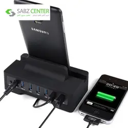 هاب USB3.0 شش پورت به همراه داک اوریکو مدل HSC3-TS Orico HSC3-TS 6 Port USB 3.0 Hub with Dock
