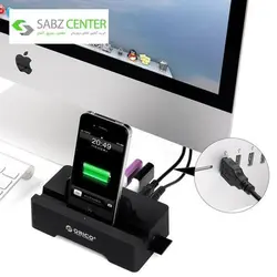 هاب USB3.0 شش پورت به همراه داک اوریکو مدل HSC3-TS Orico HSC3-TS 6 Port USB 3.0 Hub with Dock