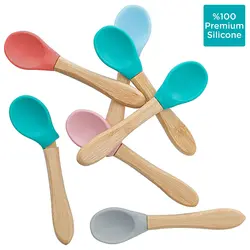 قاشق سیلیکونی دسته چوبی کودک مینیک اوی اوی MinikOiOi - فروشگاه سیسمونی نوزاد رامینا