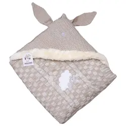 پتو بافتنی کلاهدار نوزاد طرح خرگوش دولانو Dolano - فروشگاه سیسمونی نوزاد رامینا