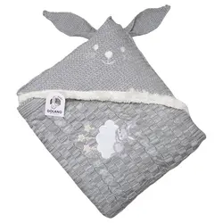 پتو بافتنی کلاهدار نوزاد طرح خرگوش دولانو Dolano - فروشگاه سیسمونی نوزاد رامینا