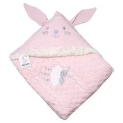 پتو بافتنی کلاهدار نوزاد طرح خرگوش دولانو Dolano - فروشگاه سیسمونی نوزاد رامینا