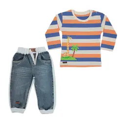 ست بلوز شلوار بچه گانه پسر برگ سبز - لباس عید نوروز