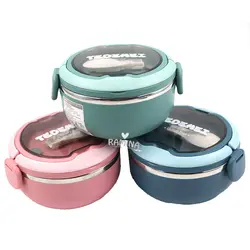 لانچ باکس استیل گرد قاشق دار Tedemei - فروشگاه سیسمونی نوزاد رامینا