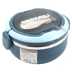 لانچ باکس استیل گرد قاشق دار Tedemei - فروشگاه سیسمونی نوزاد رامینا