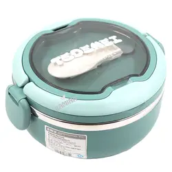 لانچ باکس استیل گرد قاشق دار Tedemei - فروشگاه سیسمونی نوزاد رامینا