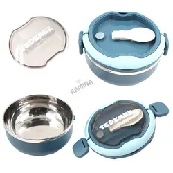 لانچ باکس استیل گرد قاشق دار Tedemei - فروشگاه سیسمونی نوزاد رامینا