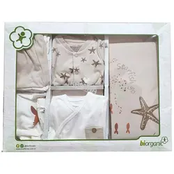 ست لباس بیمارستانی 10 تکه نوزاد طرح ستاره دریایی بایو ارگانیک bio organic - فروشگاه سیسمونی نوزاد رامینا