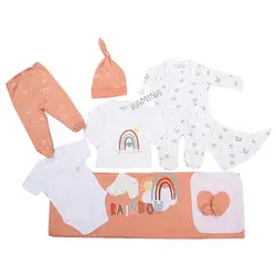 ست لباس بیمارستانی 10 تکه نوزاد طرح رنگین کمان بایو ارگانیک bio organic - فروشگاه سیسمونی نوزاد رامینا