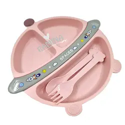 بشقاب چند قسمتی کودک با قاشق و چنگال Spaceship - فروشگاه سیسمونی نوزاد رامینا