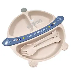 بشقاب چند قسمتی کودک با قاشق و چنگال Spaceship - فروشگاه سیسمونی نوزاد رامینا