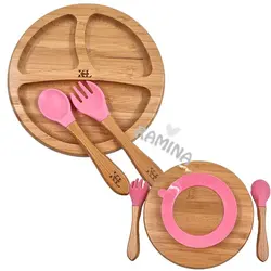 ظرف غذای منقسم چوبی کودک با قاشق چنگال طرح دایره Kids Life - فروشگاه سیسمونی نوزاد رامینا