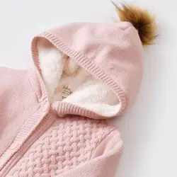 سویشرت بافتنی دخترانه خزدار صورتی بی بیبی Bi Baby - فروشگاه سیسمونی نوزاد رامینا